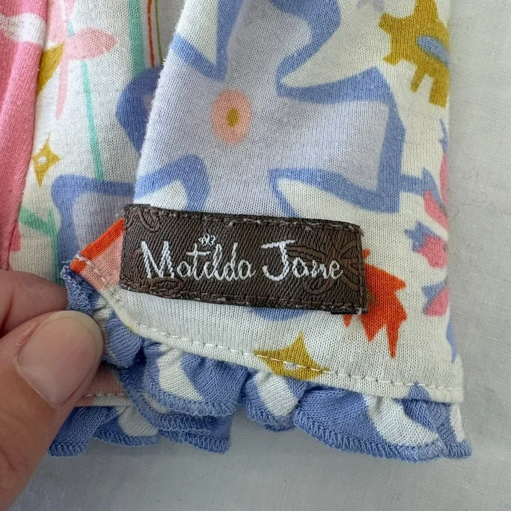 Matilda Jane Girls Multicolor Swan Print Floral Ruffle Tunic Top Size 4